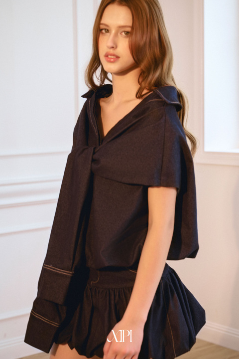 Almira Jean Skirt - Chân Váy Jean Nhún Bí